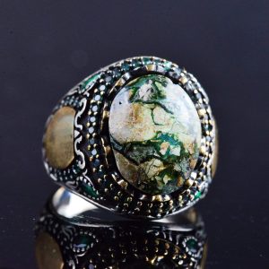 Gerçek Doğal Arizona Turkuaz Taş Yüzük, Minimalist Yüzük, 925 Ayar Gümüş Erkek Yüzük (Model-9) - Görsel 5