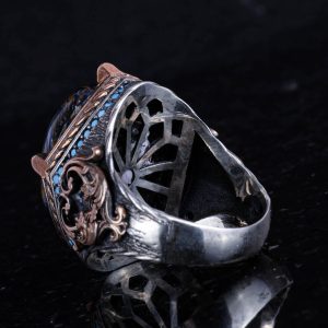 925 Ayar Gümüş Yüzük, Doğal Pietersite Taşı ile El Yapımı Erkek Yüzük, Vintage Tasarım - Görsel 7