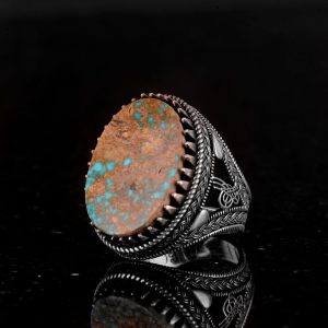 925 Ayar Gümüş Yüzük, Doğal Arizona Turkuaz Taşı Yüzük - Görsel 5