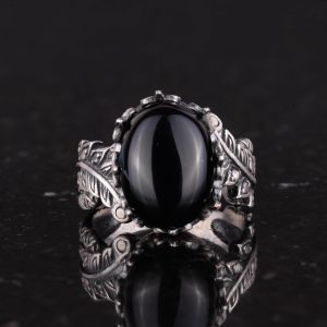 Gerçek Doğal Oniks Taşlı, Vintage Bohem Tasarımlı Gümüş Kadın Yüzüğü - Görsel 4