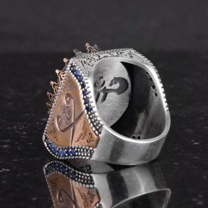 Gerçek Doğal Taş Yüzük - 925 Ayar Gümüş İslami Yüzük - El Yapımı Hat Yüzüğü - Görsel 7