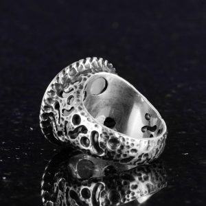 Gerçek Doğal Taş Yüzük - 925 Ayar Katı Gümüş Erkek Yüzük ile Ay Taşı - Görsel 5