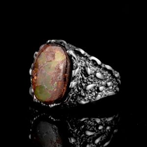 Gerçek Doğal Arizona Turkuaz Taş Yüzük, Minimalist Yüzük, 925 Ayar Gümüş Yüzük - Görsel 4