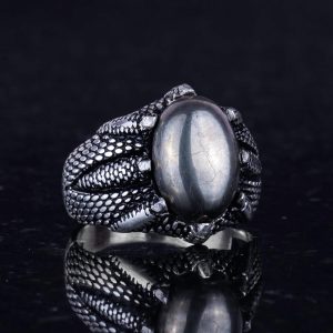 925 Ayar Gümüş Pençe Yüzük ile Gerçek Doğal Pirita Taşı – El Yapımı Yüzük ile Aslan Zenginliği ve Koruma - Görsel 5