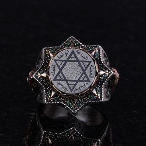 925 Ayar Gümüş Erkek Yüzük, Davud Yıldızı Yüzüğü, Süleyman Yüzüğü - Görsel 2