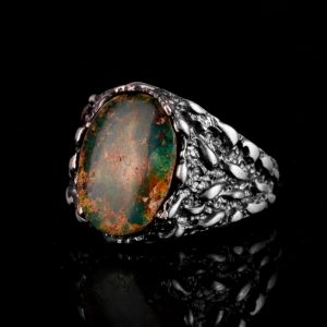 Gerçek Doğal Arizona Turkuaz Taş Yüzük, Erkekler için Hediye, 925 Ayar Gümüş Yüzük, Minimalist Yüzük (Stil-14) - Görsel 5