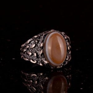 925 Ayar Gümüş Yemen Agete Erkek Yüzük, Doğal Yemen Agete Taşı, 925 Ayar Gümüş Erkek Yüzük - Görsel 4