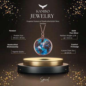 Dünya Haritası Kolye, 925 Ayar Gümüş Rose Gold Kaplama Kolye, Farklı Dünya Tasarımı - Görsel 2