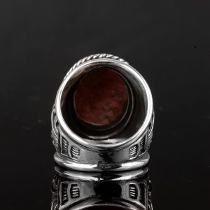 Erkekler için 925 Ayar Gümüş Yüzükler - Doğal Taş Seçimi (Rhodonite) - Görsel 6