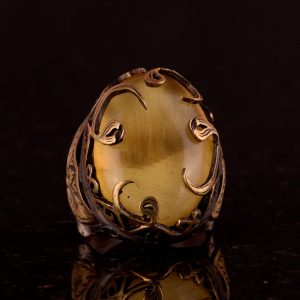 Gerçek Doğal Kehribar Taşı Yüzük, Vav Kehribar Taşı Erkek Yüzüğü, 925 Ayar Gümüş Erkek Yüzüğü - Görsel 3