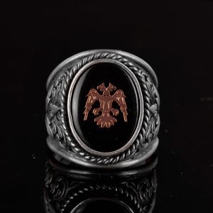 İki Başlı Kartal Yüzüğü, 925 Ayar Gümüş Yüzük, Erkek Yüzüğü, El Yapımı Yüzük, Kartal Yüzüğü - Görsel 2