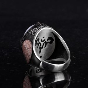 Desenli El Yapımı Yüzük - 925 Ayar Gümüş Erkek Yüzüğü - David Yıldızı Takısı (Kurt ve Üçlü Hilal) - Görsel 7