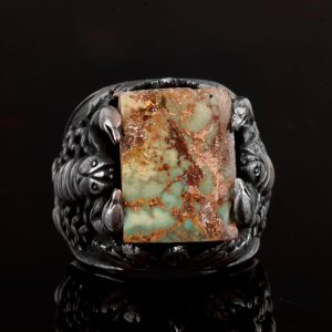 Gerçek Doğal Arizona Turkuaz Taşı Yüzük, Akrep Yüzüğü, Erkekler için Sterlin Gümüş Yüzük - Görsel 3