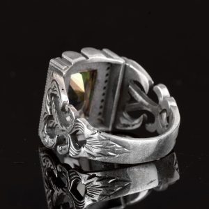 Mistis Topaz Taşı Gümüş Erkek Yüzük, 925 Ayar Gümüş Yüzük - Görsel 6