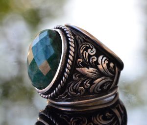 Gerçek Doğal Zümrüt Taşı, Zümrüt Yüzük, Gümüş Erkek Yüzüğü, Yeşil - Görsel 4