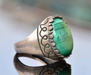 Doğal Malakit Doğal Taş Yüzük - 925 Ayar Gümüş Malakit Yüzük - Görsel 4