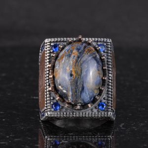 Gerçek Doğal Taş Yüzük - 925 Ayar Gümüş İslami Yüzük - El Yapımı Hat Yüzük - Görsel 4