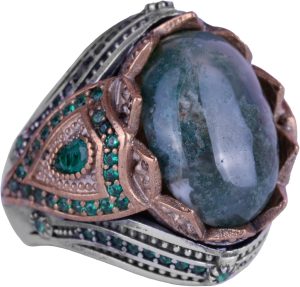 925 Ayar Gümüş Erkek Yüzük, Doğal Sumağa Agat Taşı Yüzük Erkekler İçin - Görsel 1