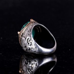 925 Ayar Gümüş El Yapımı Erkek Yüzük - Çeşitli Doğal Taşlarla Mevcut (Malakit) - Görsel 6