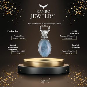 Gerçek Doğal Taş Kolye - 925 Ayar Gümüş Kolye (Akvamarin) - Görsel 2