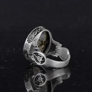 Gerçek Doğal Prehnit Yeşim Taşı Yüzük - El Yapımı 925 Ayar Gümüş Yüzük - Bilgelik, Koruma ve Ruhsallığın Sembolü - Görsel 7