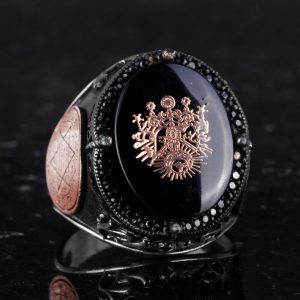 925 Ayar Gümüş El Yapımı Erkek Yüzük - Davut Yıldızı Yüzüğü (Osmanlı İmparatorluğu Arması) - Görsel 5