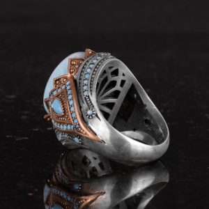 Gerçek Doğal Taş Yüzük - El Yapımı 925 Ayar Gümüş Yüzük (Larimar) - Görsel 7