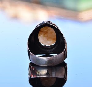 Gerçek Rutilat Kuvars Taşı Yüzük, Sultan Erkek Yüzüğü, Sterlin Gümüş Yüzük, Minimalist Yüzük - Görsel 8