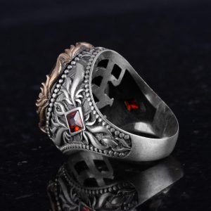 925 Ayar El Yapımı Gümüş İslami Yüzük, Hat Yazısı Yüzük, Erkekler için Özgün Dini Takı - Görsel 7