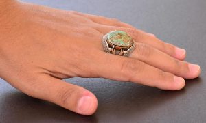 Gerçek Doğal Arizona Turkuaz Taş Yüzük, 11.40 Karat, Kılıç Yüzüğü, Sterlin Gümüş Yüzük - Görsel 6