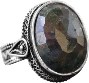 Gümüş Yüzük, Doğal Zümrüt Taşı, Vintage Tasarım - Görsel 1