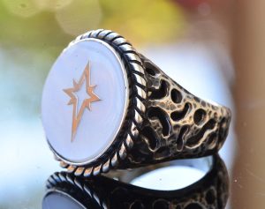 925 Ayar Gümüş Yüzük - İmza Erkek Yüzüğü - Semboller Yüzüğü (Kuzey Yıldızı) - Görsel 4