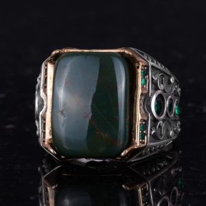 925 Ayar Gümüş Yüzük - Gerçek Doğal Taş Yüzük - El Yapımı Yüzük (Kan Taşı) - Görsel 6