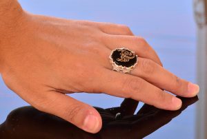 925 Ayar Gümüş Yüzük - Doğal Obsidan Taş Yüzük - Yüzükler (Akrep) - Görsel 6