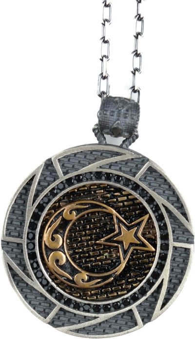 Erkekler için 925 Ayar Gümüş Kolye - Hayvan Temalı, Gotik Temalı Takı (Yıldız ve Hilal) - Görsel 1