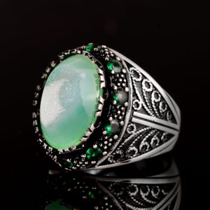 Gerçek Kristal Drusy Kuvars Taş Yüzük, 925 Ayar Gümüş Erkek Yüzük - Görsel 5