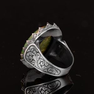 Gerçek Doğal Arizona Turkuaz Taş Yüzük, El Yapımı Yüzük, Büyük Taş Yüzük, 925 Ayar Gümüş Yüzük Erkekler İçin - Görsel 7