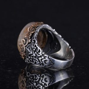 Gerçek Doğal Taş El Yapımı Yüzük - 925 Ayar Gümüş El Yapımı Yüzük - Şık Özel Yüzük (Altın Rutile Kuvars) - Görsel 7