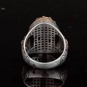 Erkekler için El Yapımı Gerçek Doğal Arizona Turkuaz Taş Yüzük, 925 Ayar Gümüş Yüzük, Sultan Yüzüğü (Model-11) - Görsel 8