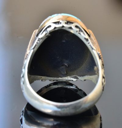 Doğal Arizona Turkuaz Taşlı Sterlin Gümüş Erkek Yüzük - Görsel 7