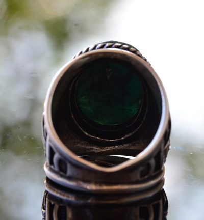 Gerçek Doğal Zümrüt Taşı, Zümrüt Yüzük, Gümüş Erkek Yüzüğü, Yeşil - Görsel 8