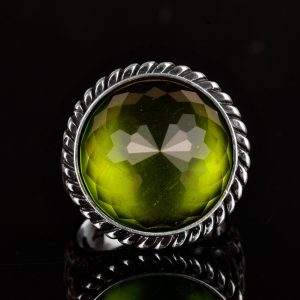 "Peridot Taş Yüzük, 925 Ayar Gümüş Erkek Yüzük" - Görsel 6