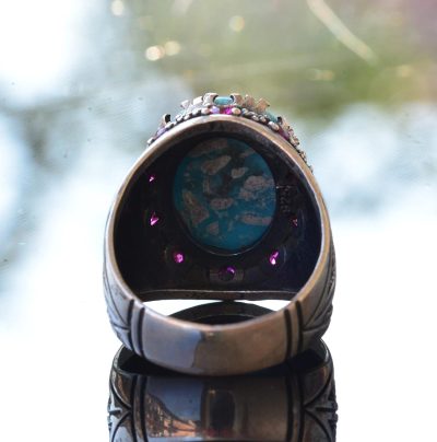 Gerçek Arizona Turkuaz Taş Yüzük, Sultan Yüzük, Gümüş Unisex Yüzük - Görsel 5