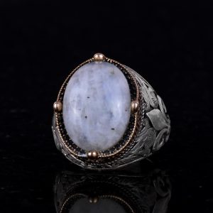 925 Ayar Gümüş El Yapımı Erkek Yüzük - Farklı Doğal Taşlarla Mevcut (Ateş Opali) - Görsel 5