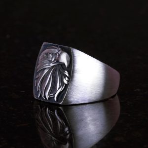 925 Ayar Katı Gümüş Yüzük, Kartal Yüzüğü, Erkekler için Hayvan Yüzüğü, Erkekler için İfadeli Yüzük - Görsel 5