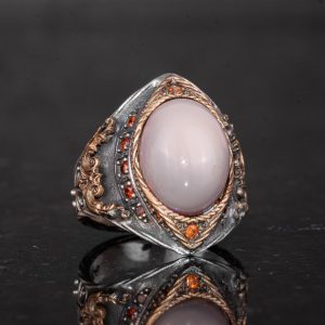 925 Ayar Gümüş Yüzük - Gerçek Oval Opal Taşı ile Tasarlanmış Şık Takı Parçası - Görsel 4