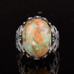 Gerçek Doğal Arizona Turkuaz Taş Yüzük, El Yapımı Takı, 925 Ayar Gümüş Yüzük (Stil-3) - Görsel 3