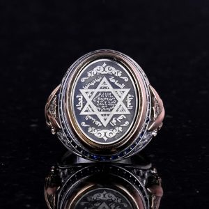 925 Ayar Gümüş Erkek Yüzük, Davud Yıldızı Yüzüğü, Erkekler için Farklı Yüzük - Görsel 6