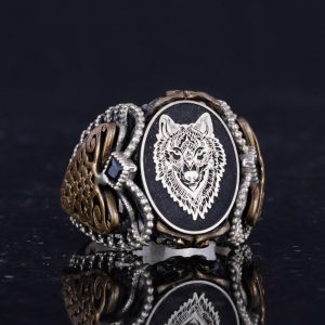 Sterling Gümüş Desenli Yüzük, Amblem - Zarif Kültürel Tasarım (Kurt Başı) - Görsel 5