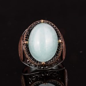 David Yıldızı Yüzüğü, Doğal Kalsedon Taşlı Yüzük, 925 Ayar Gümüş Yüzük - Görsel 5